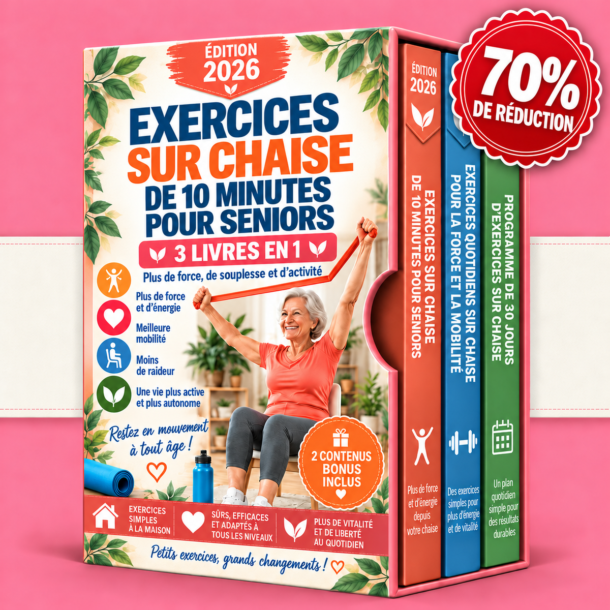Exercices sur Chaise de 10 Minutes pour Seniors – 3 Livres en 1