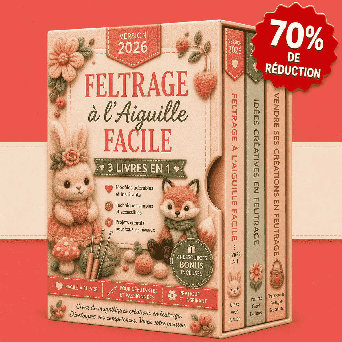 Feltrage à l’Aiguille Facile – 3 Livres en 1
