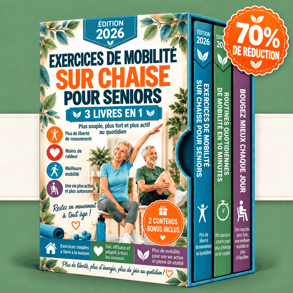 Exercices de Mobilité sur Chaise pour Seniors – 3 Livres en 1
