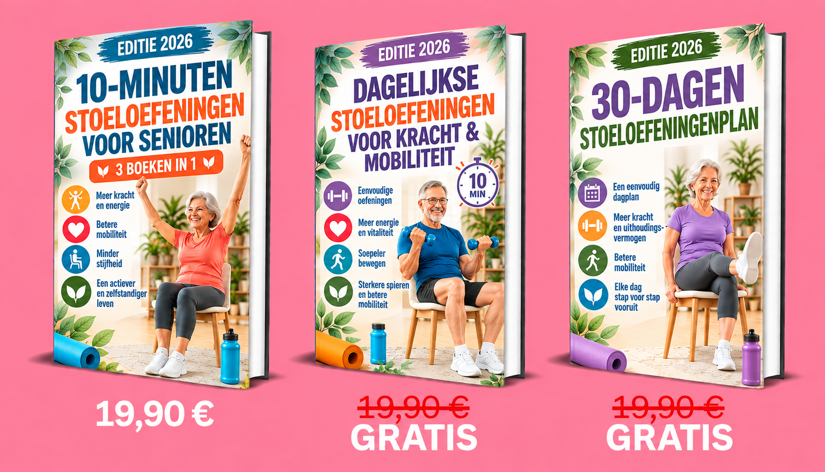 10-Minuten Stoeloefeningen voor Senioren – 3 Boeken in 1