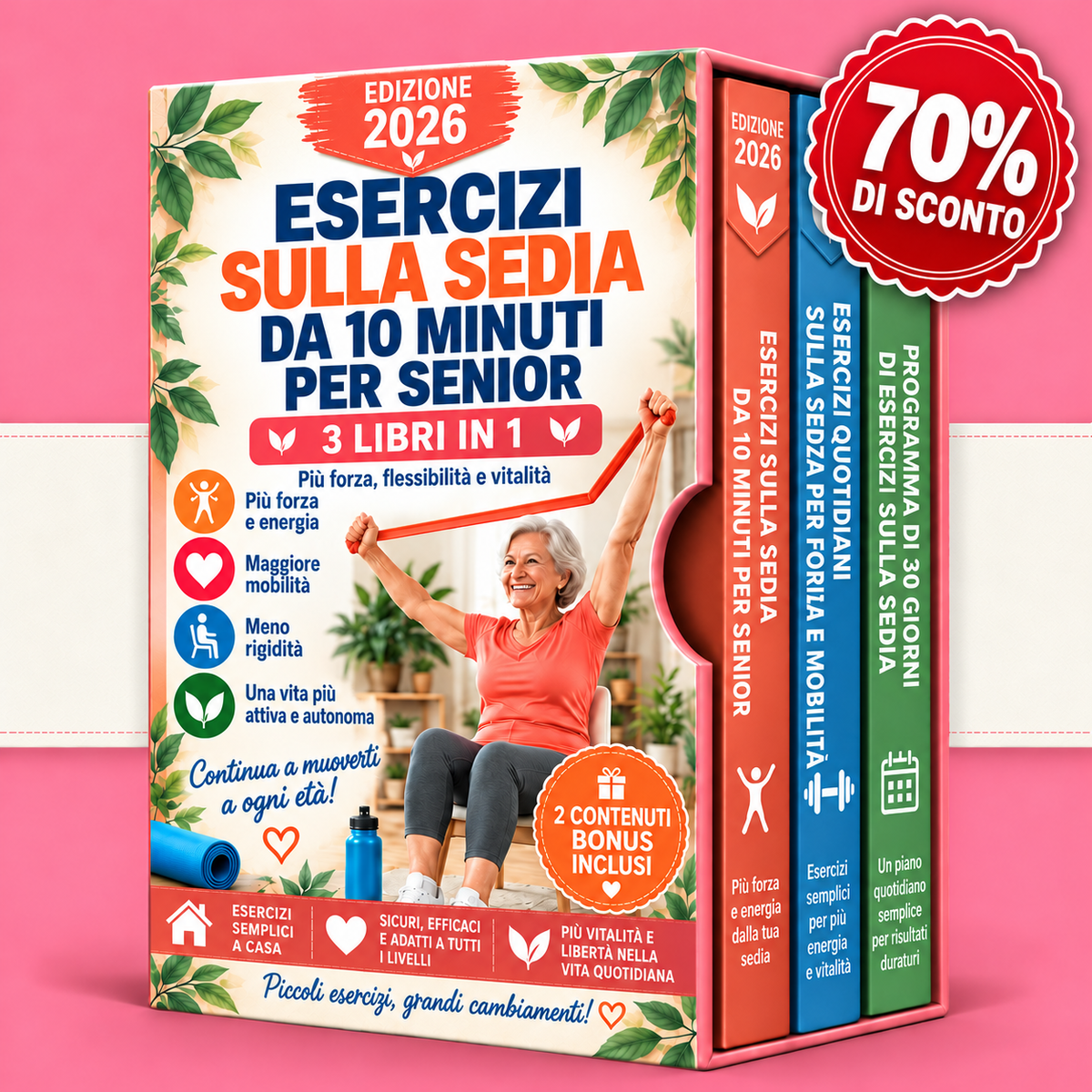 Esercizi sulla Sedia da 10 Minuti per Senior – 3 Libri in 1