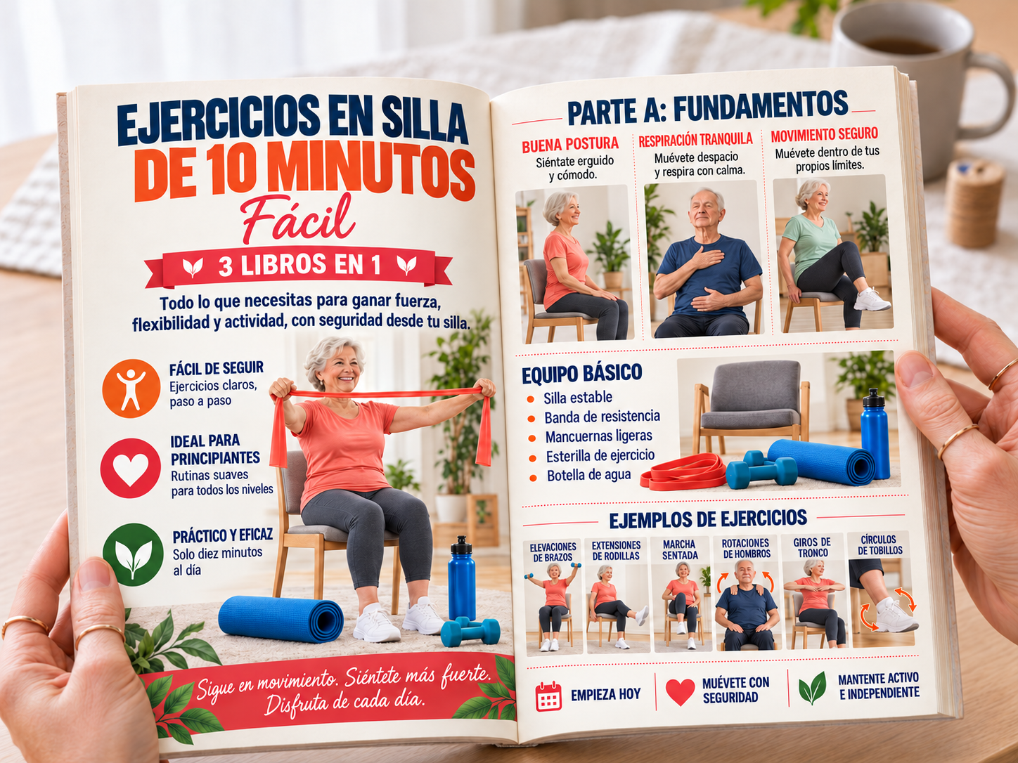Ejercicios en Silla de 10 Minutos para Mayores – 3 Libros en 1