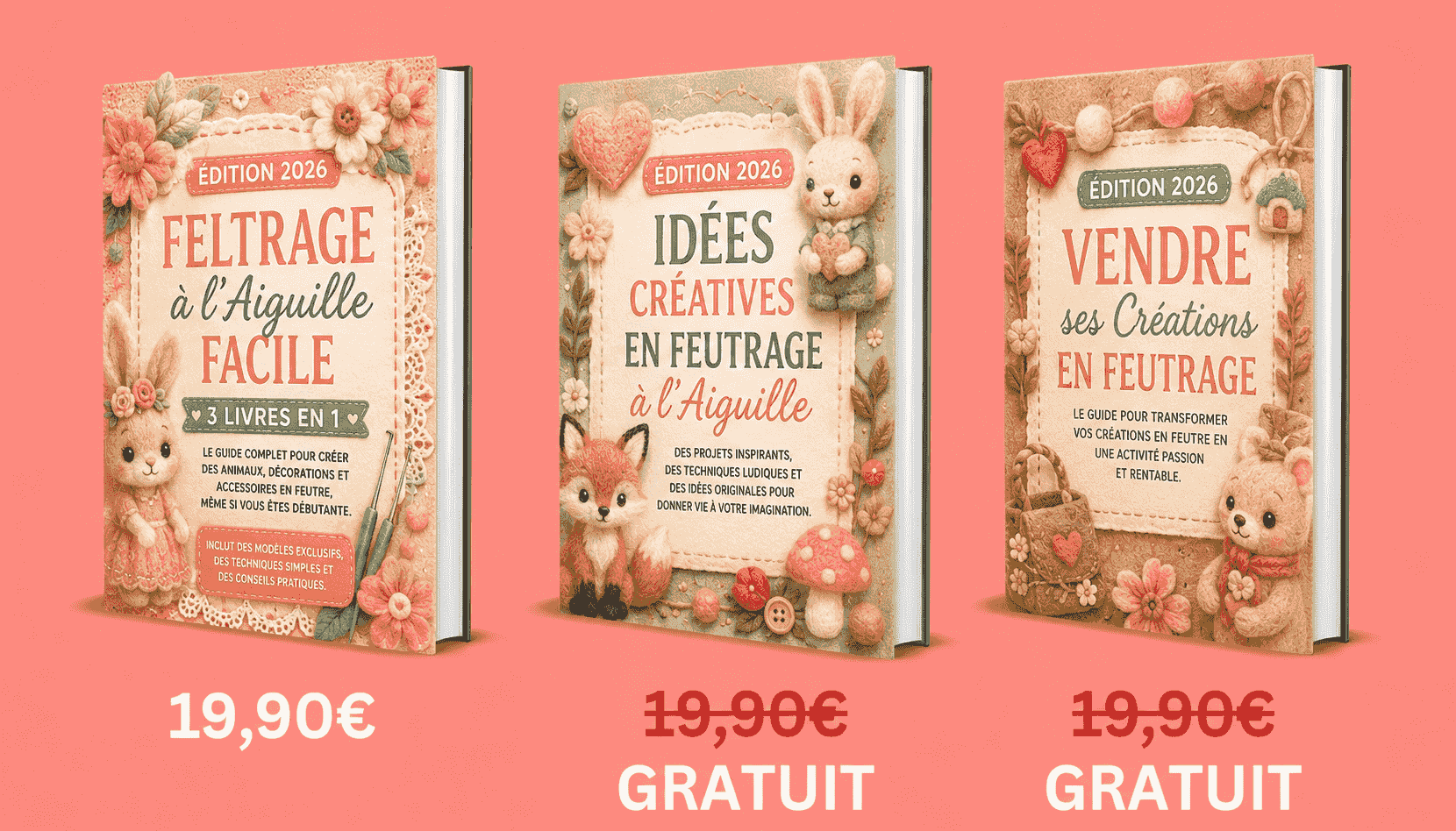 Feltrage à l’Aiguille Facile – Les 3 livres du coffret
