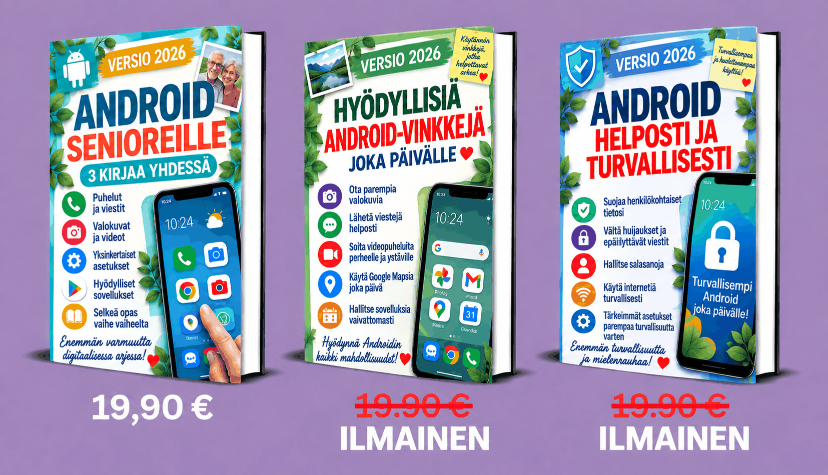 Android senioreille – 3 kirjaa 1:ssä