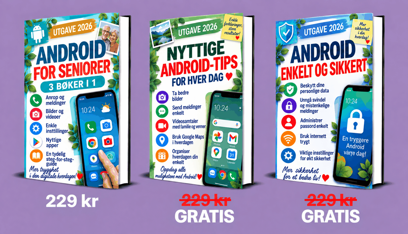 Android for seniorer – 3 bøker i 1