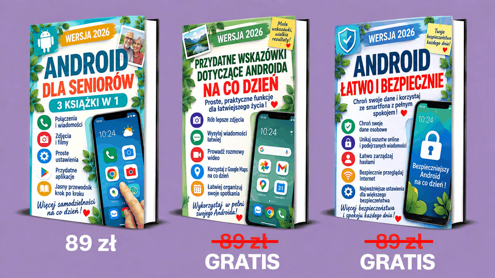Android dla Seniorów – 3 Książki w 1