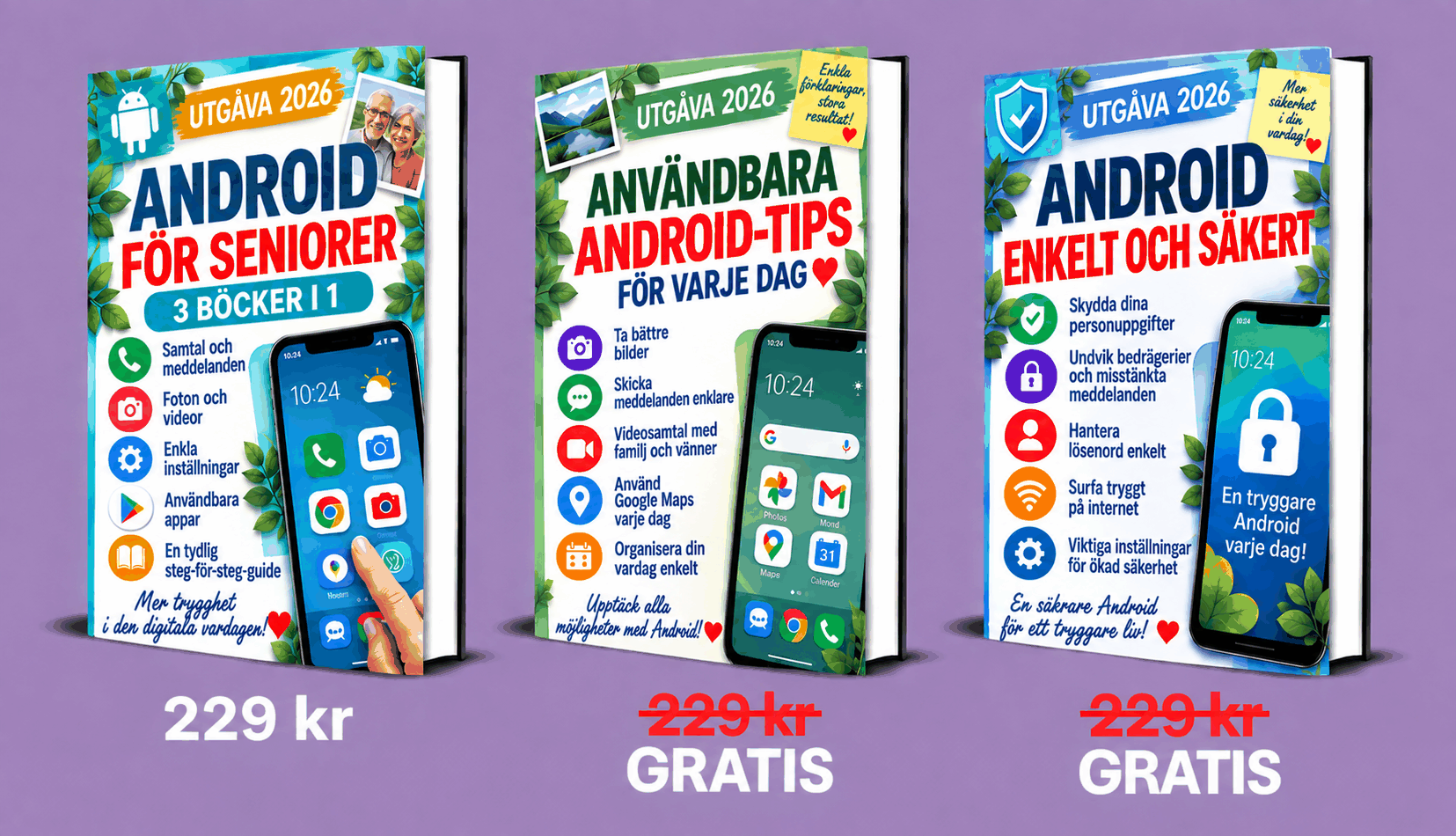 Android för seniorer – 3 böcker i 1