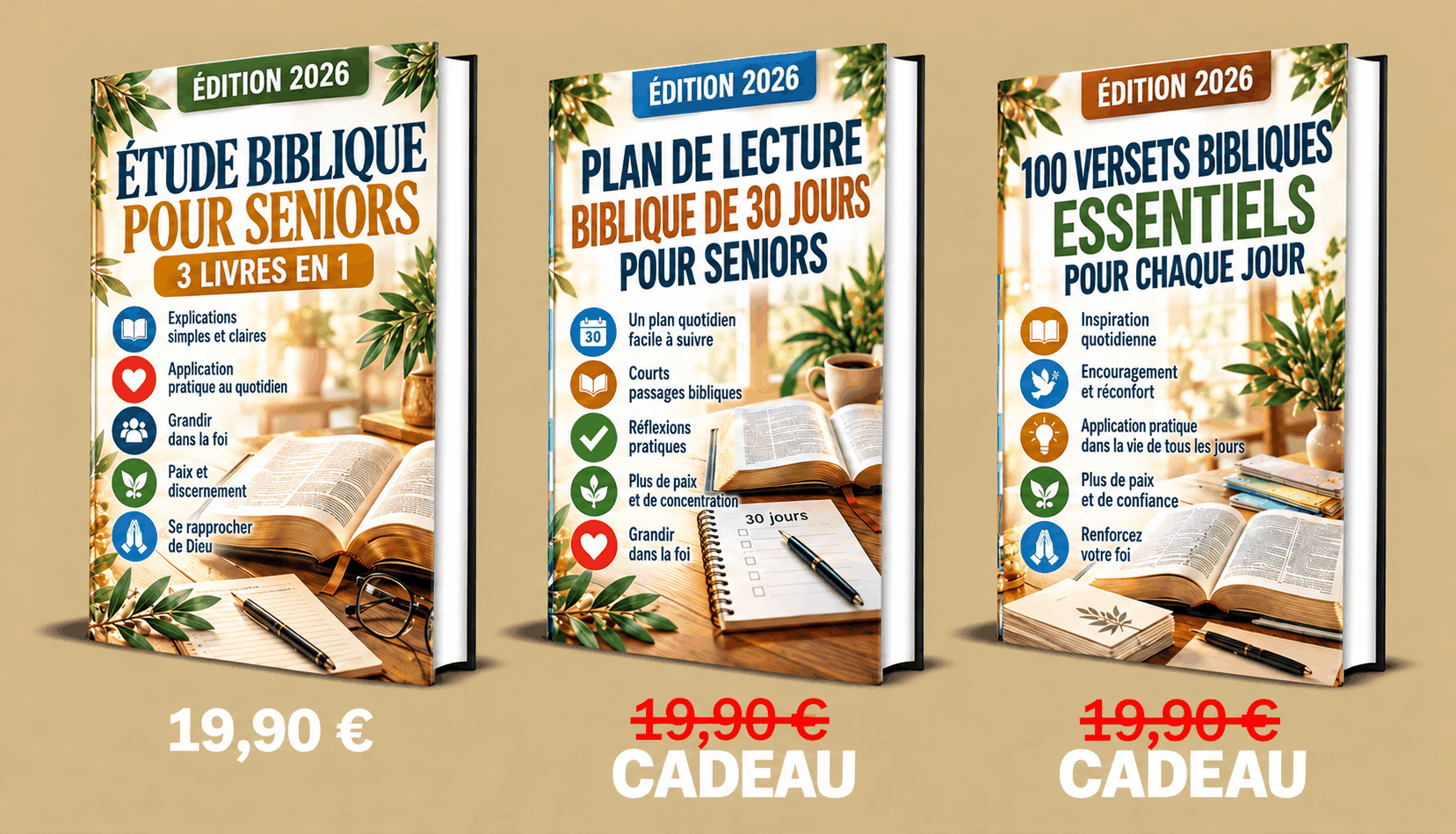 Étude biblique pour seniors – 3 livres en 1