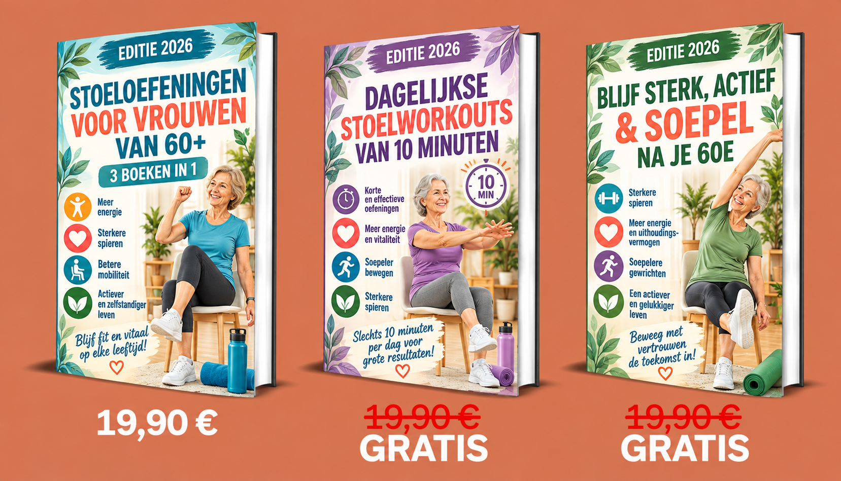 Stoeloefeningen voor Vrouwen van 60+ – 3 Boeken in 1