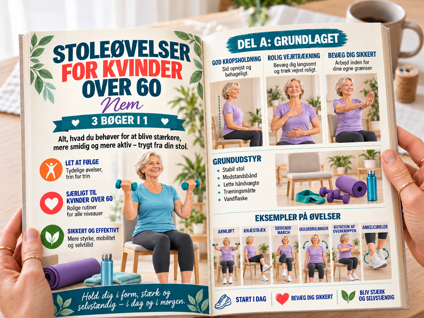 Stoleøvelser for Kvinder over 60 – 3 Bøger i 1
