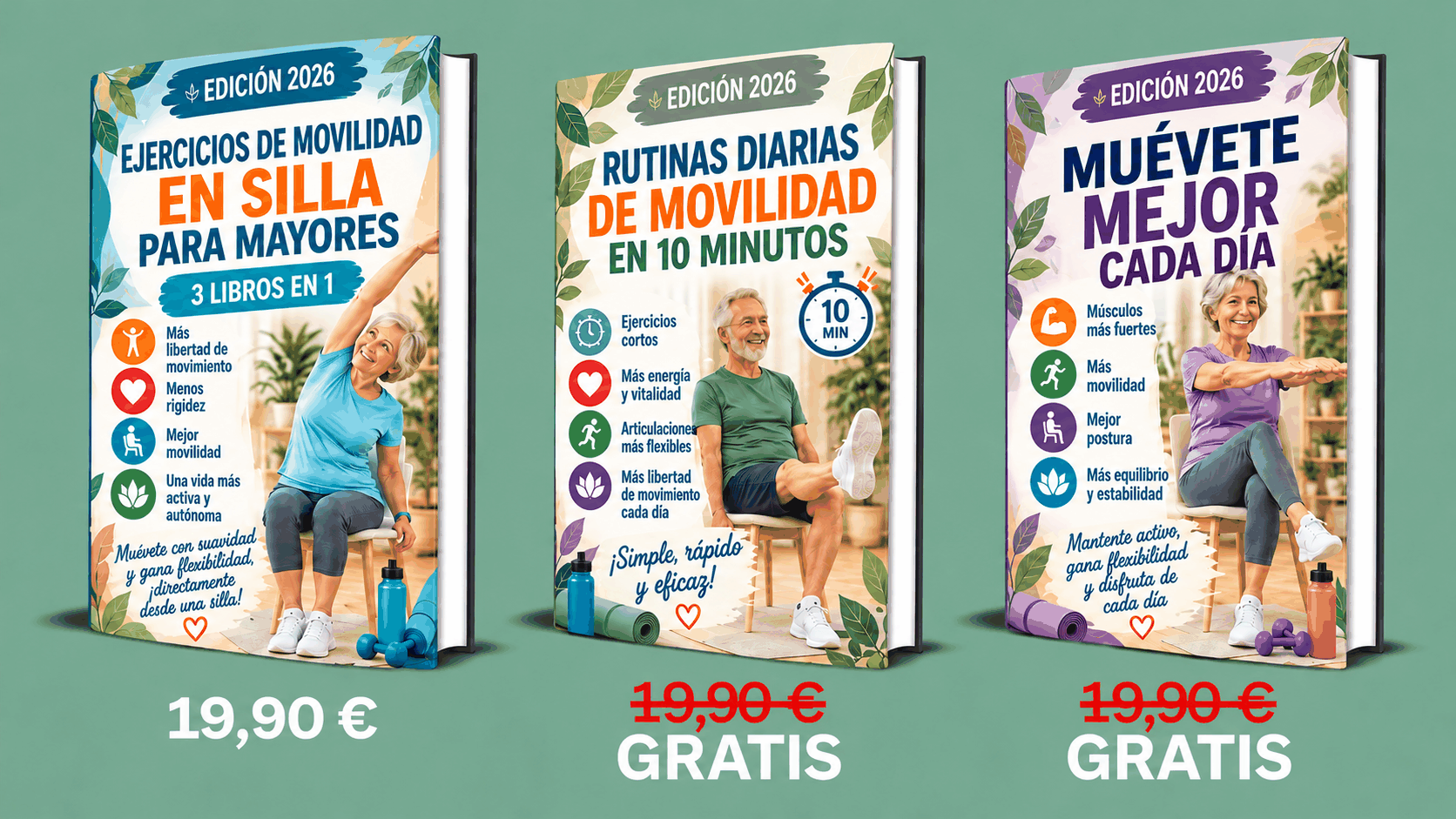 Ejercicios de Movilidad en Silla para Personas Mayores – 3 Libros en 1