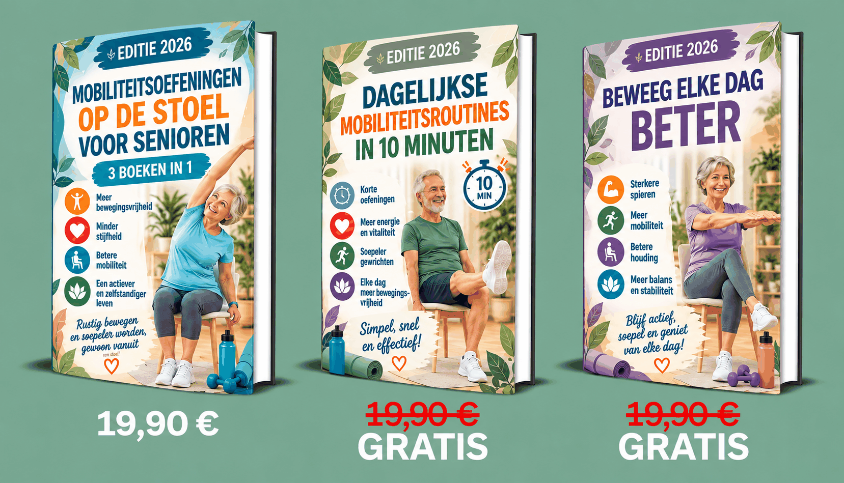 Mobiliteitsoefeningen op de Stoel voor Senioren – 3 Boeken in 1
