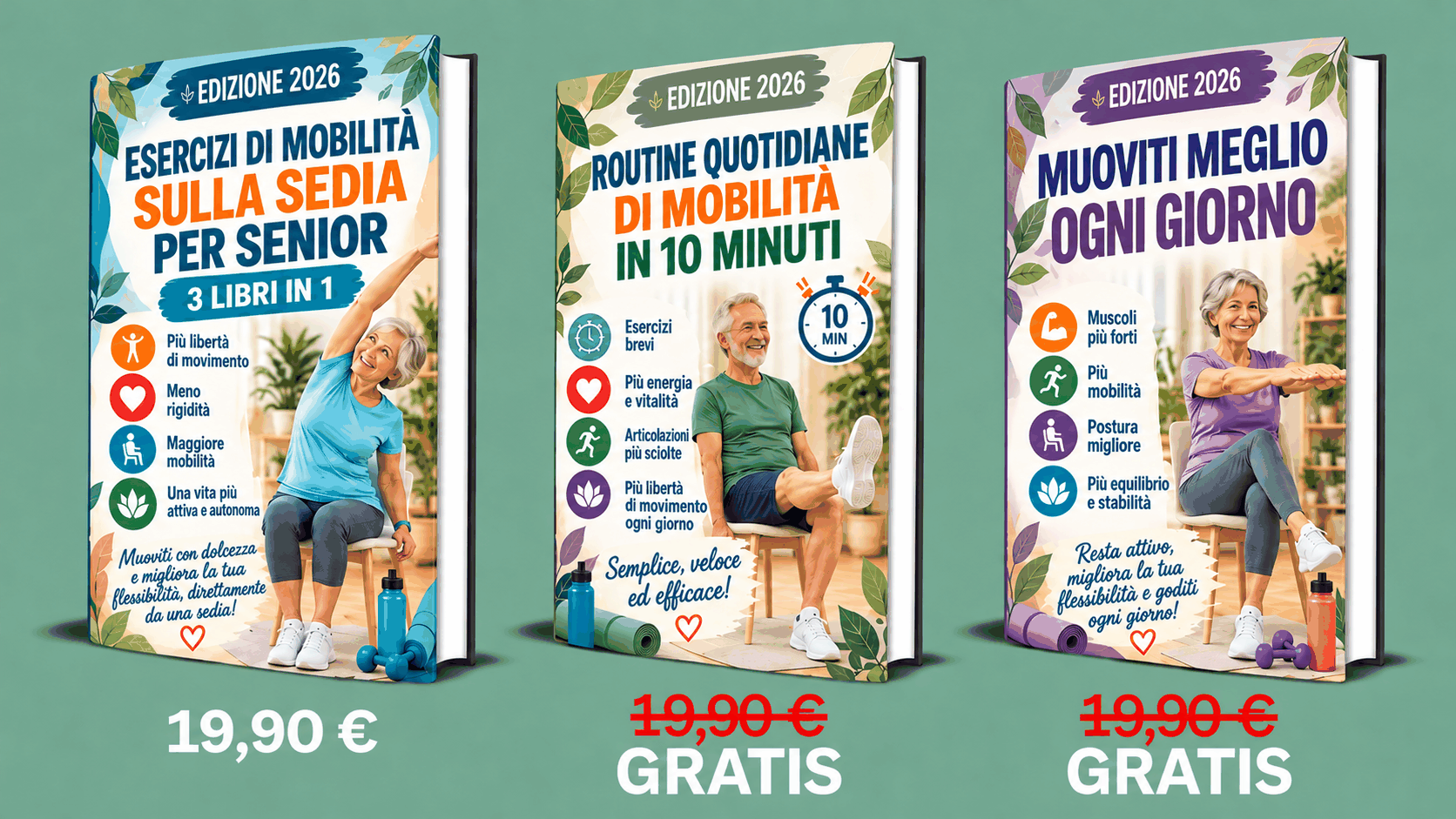 Esercizi di Mobilità in Sedia per Anziani – 3 Libri in 1