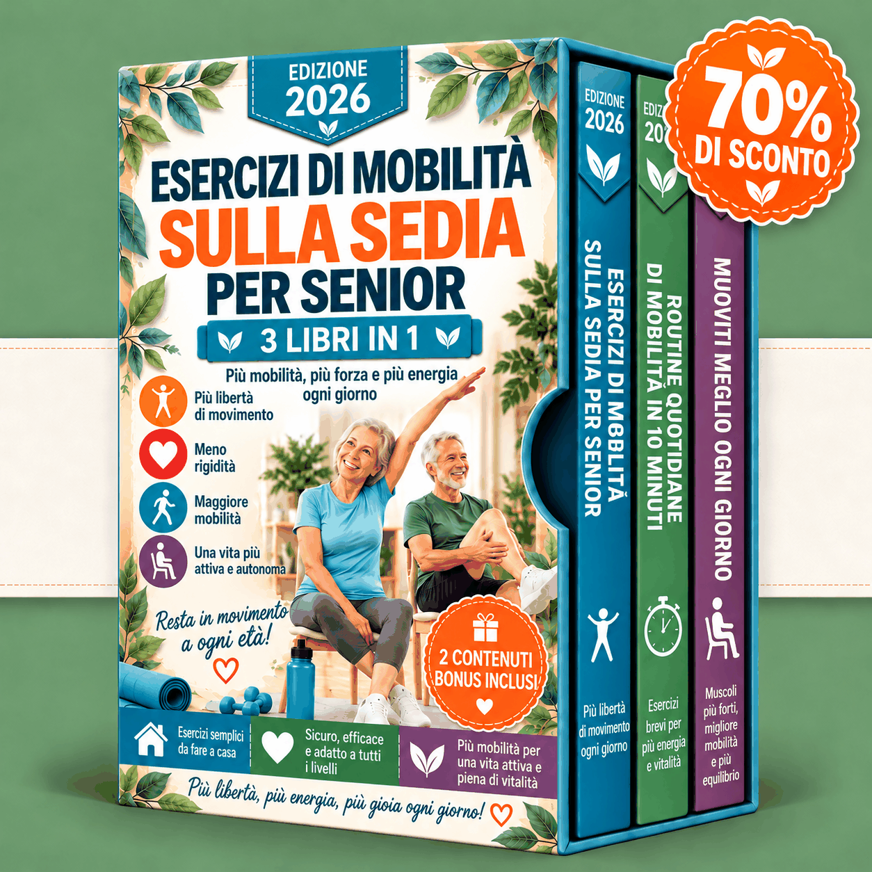 Esercizi di Mobilità in Sedia per Anziani – 3 Libri in 1