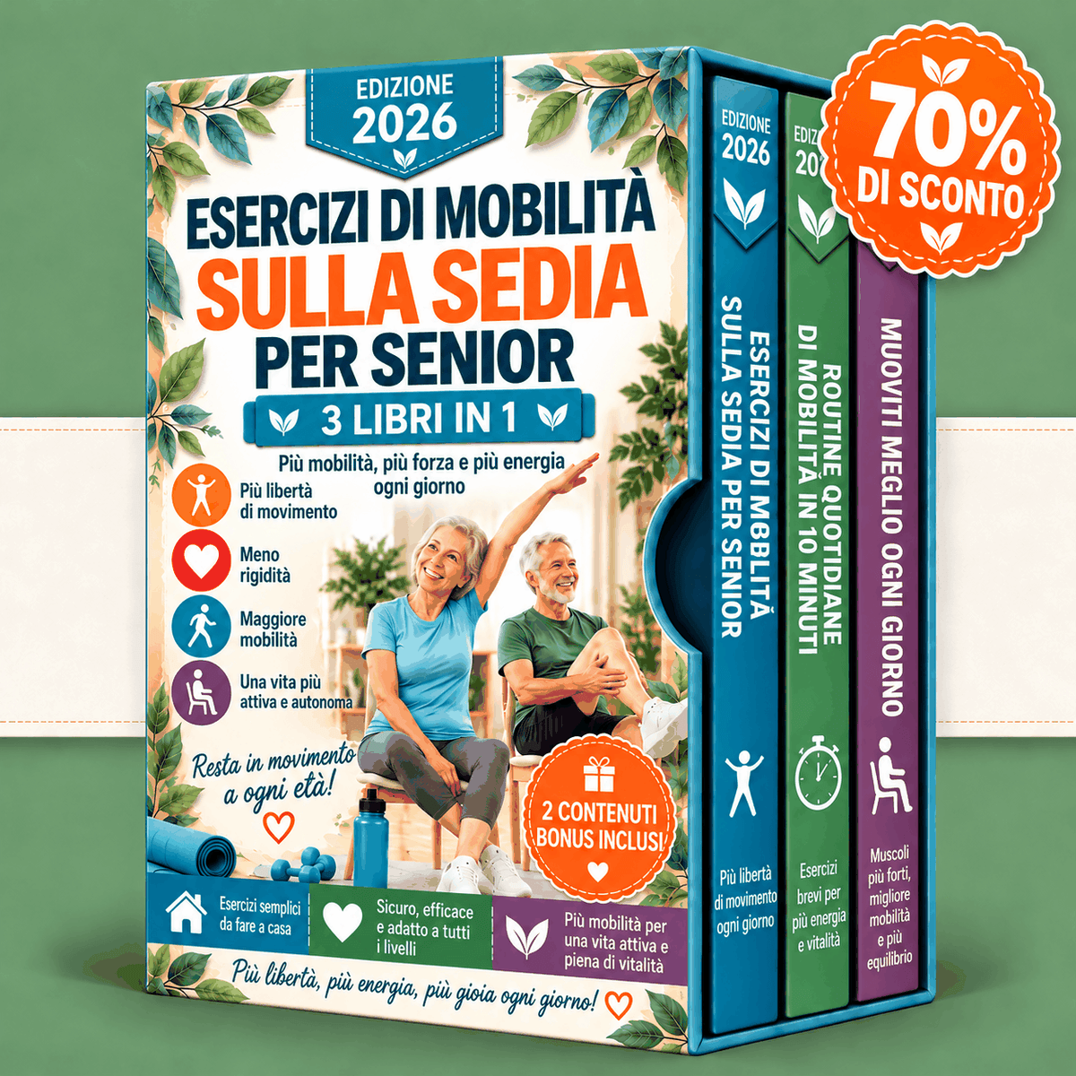 Esercizi di Mobilità in Sedia per Anziani – 3 Libri in 1