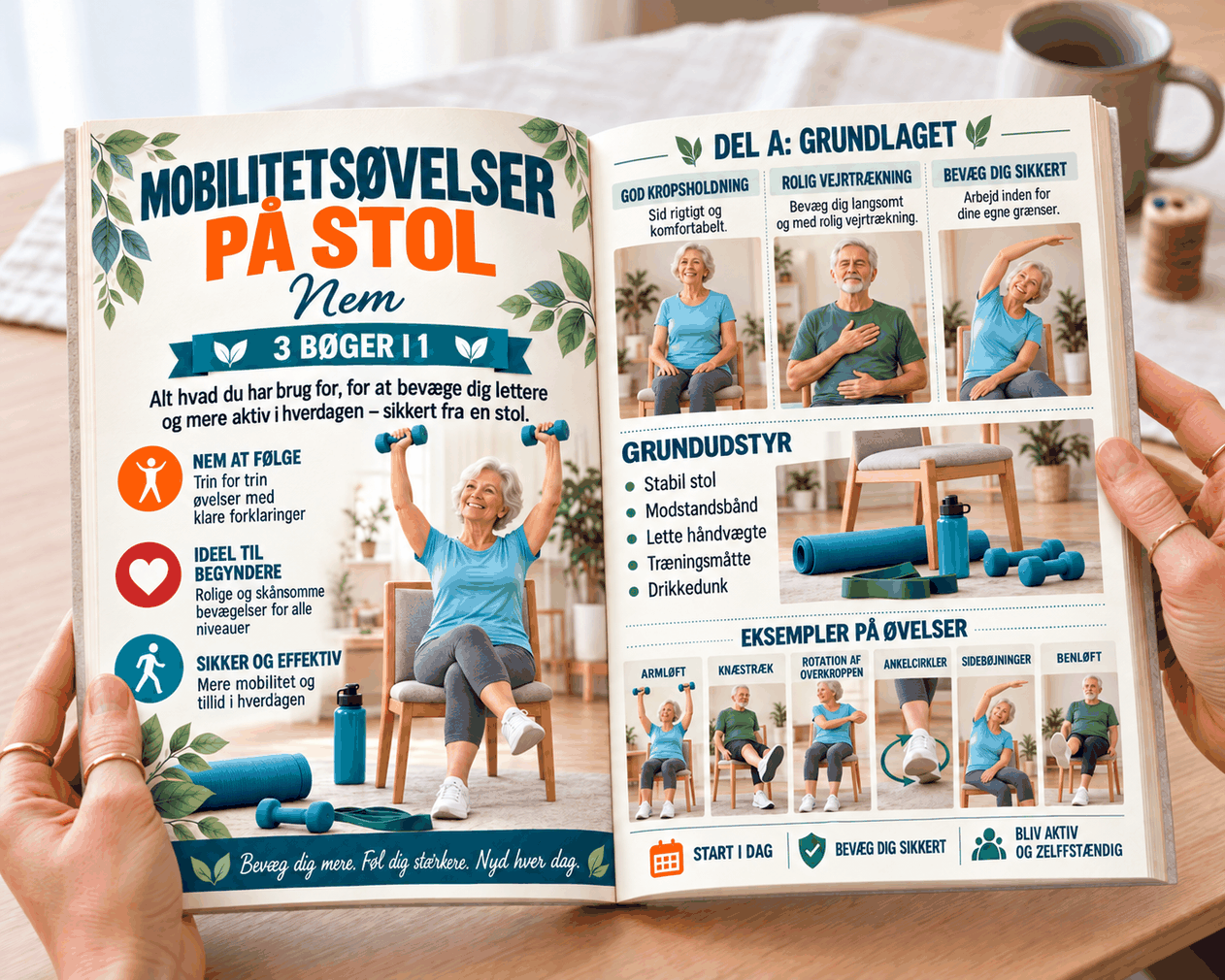 Mobilitetsøvelser på Stolen for Seniorer – 3 Bøger i 1