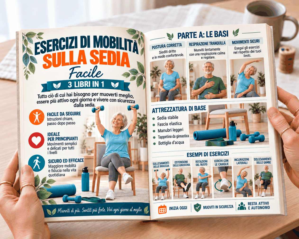 Esercizi di Mobilità in Sedia per Anziani – 3 Libri in 1