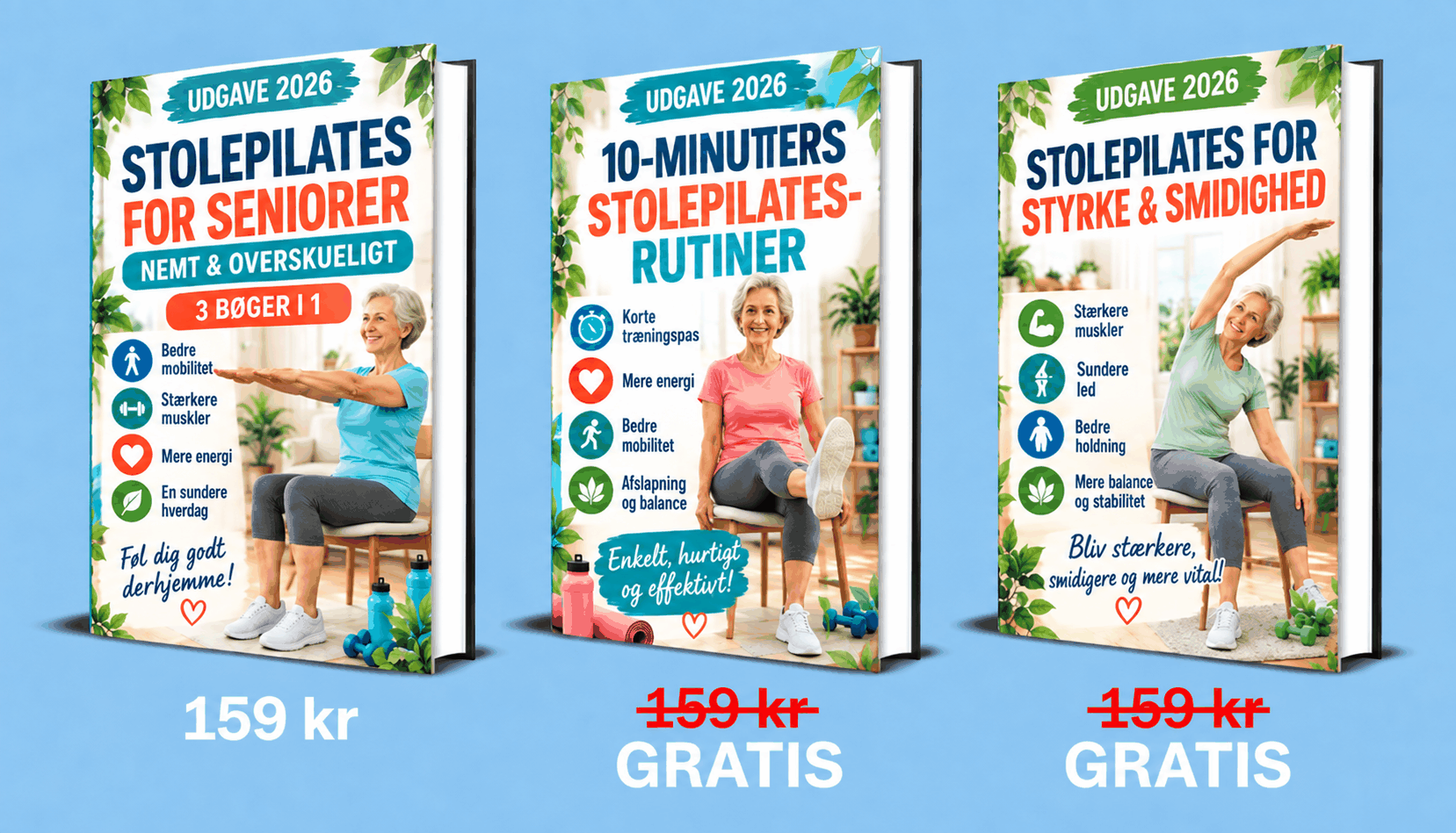 Stolepilates for Seniorer – 3 Bøger i 1