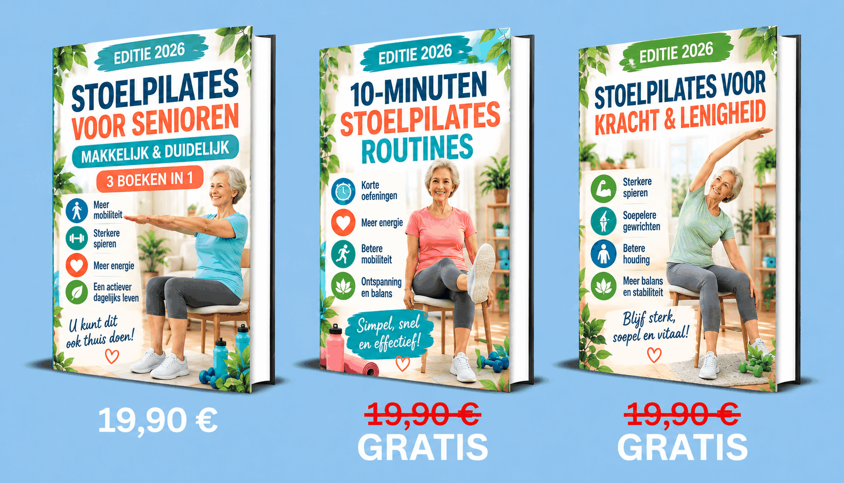 Stoelpilates voor Senioren – 3 Boeken in 1