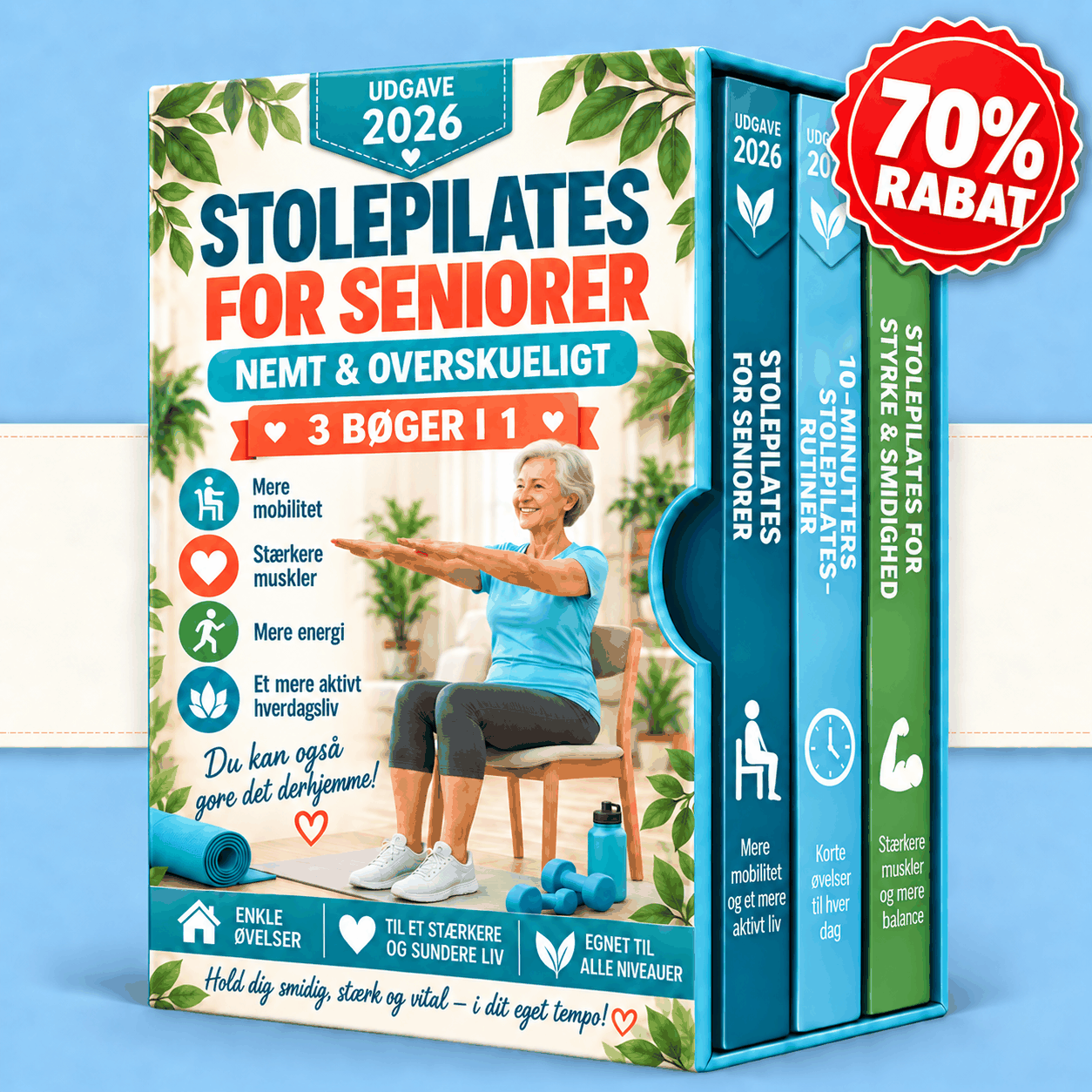Stolepilates for Seniorer – 3 Bøger i 1