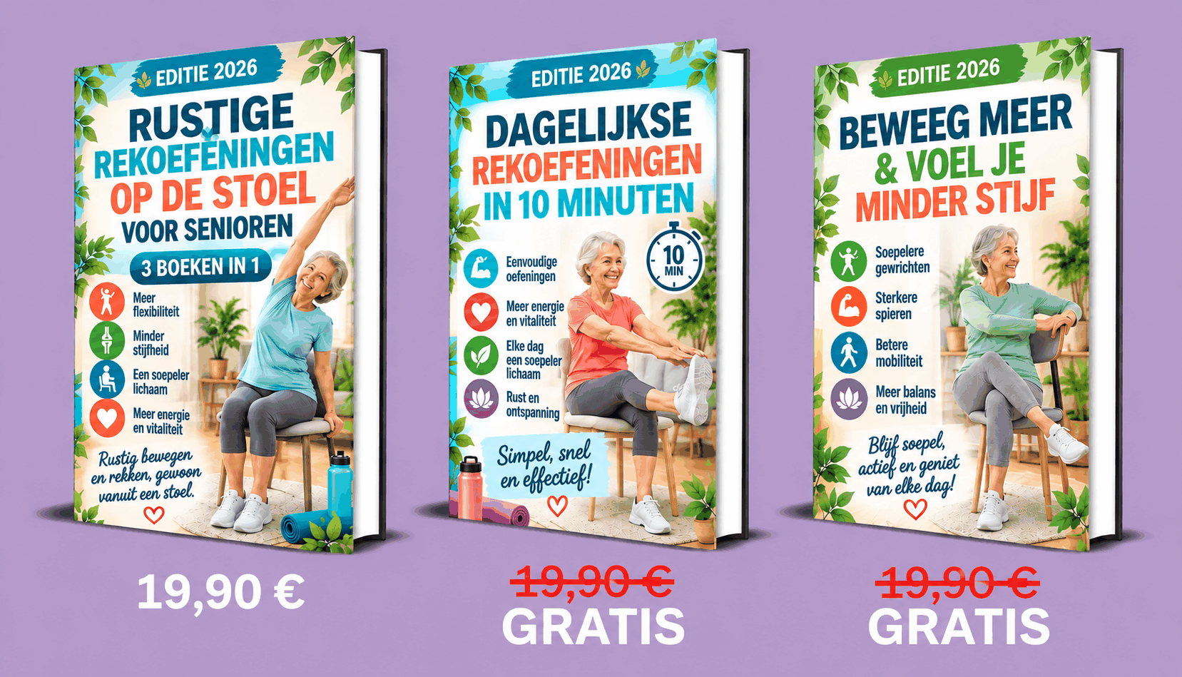 Rustige Rekoefeningen op de Stoel voor Senioren – 3 Boeken in 1