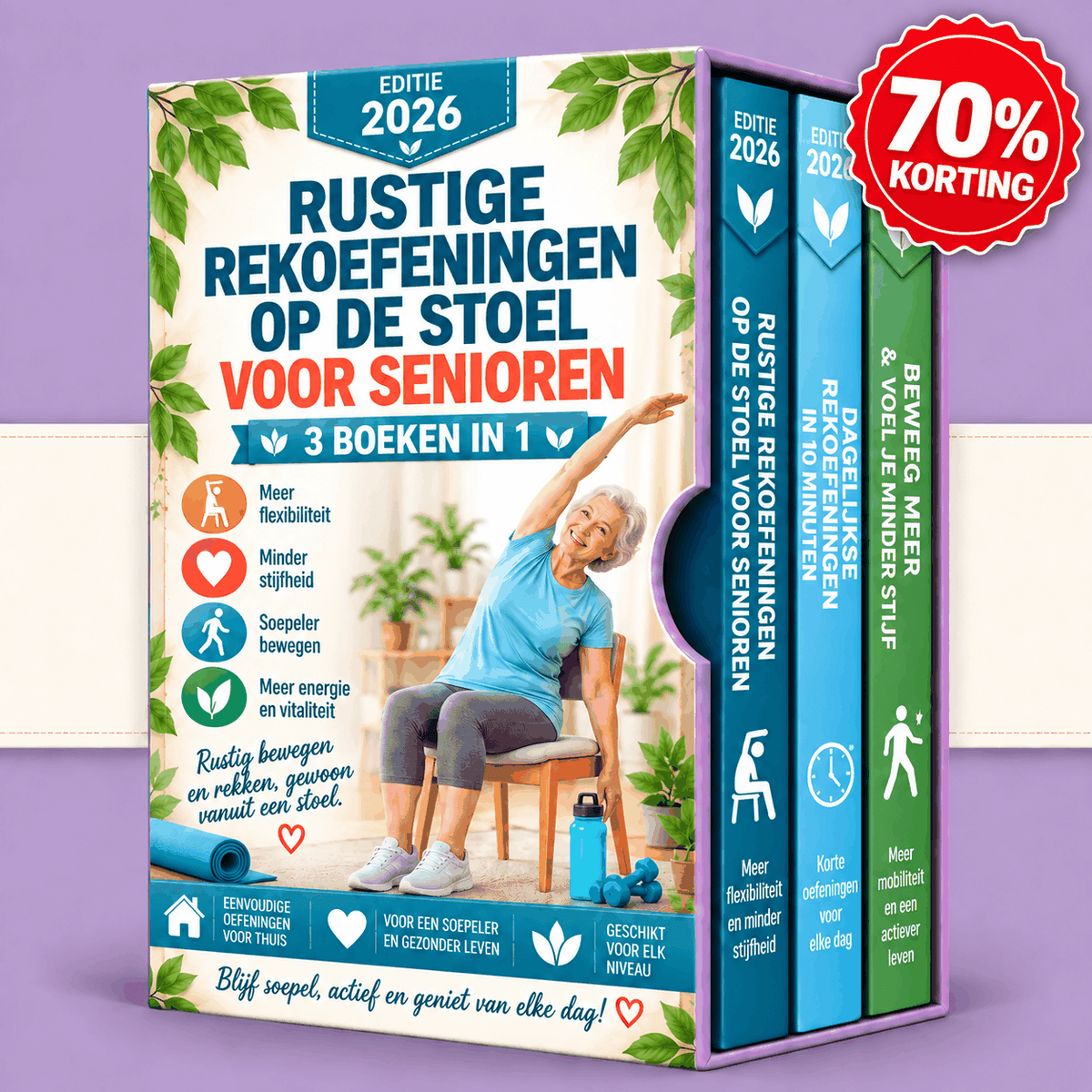 Rustige Rekoefeningen op de Stoel voor Senioren – 3 Boeken in 1