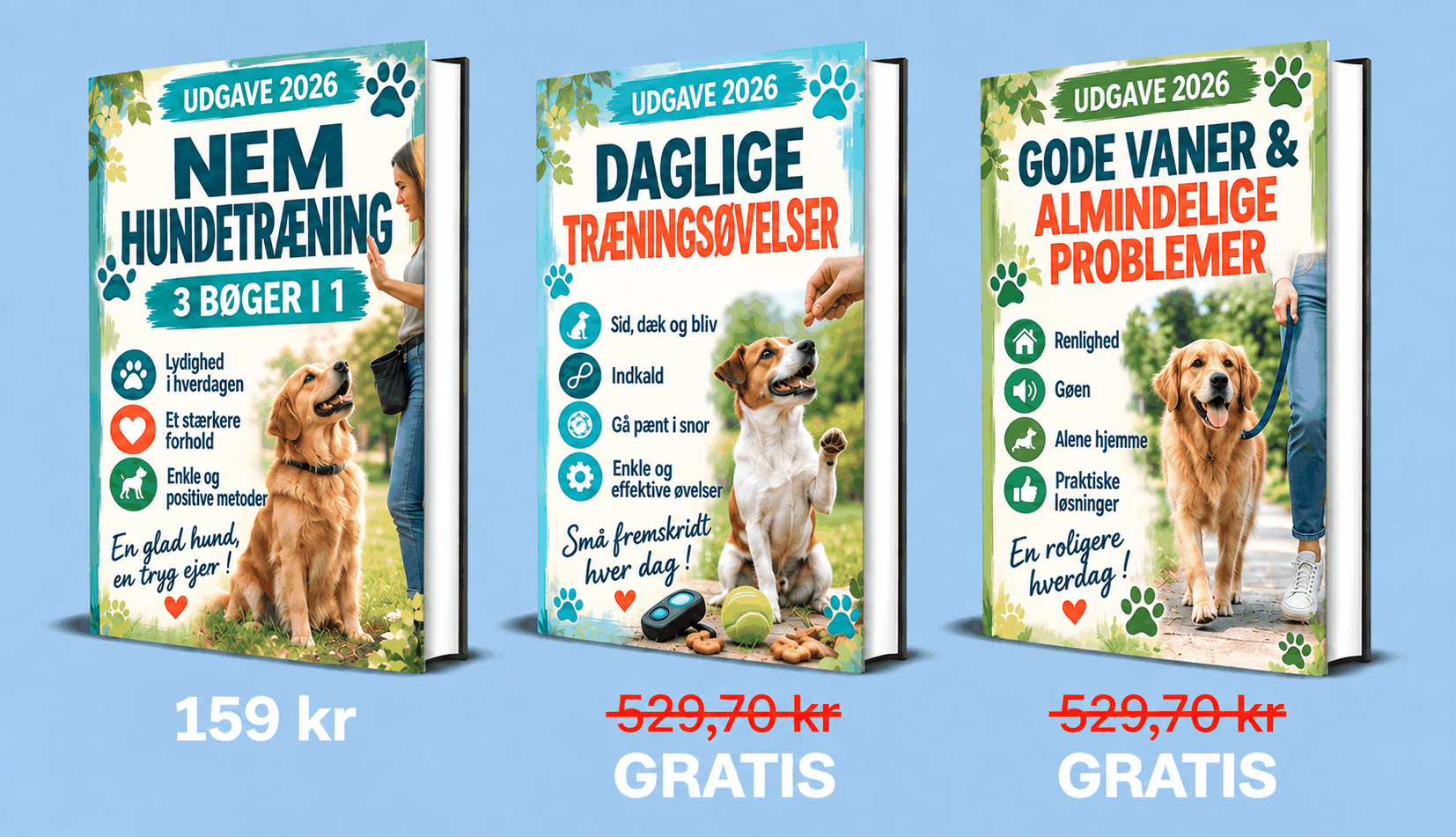 Hundetræning – 3 Bøger i 1