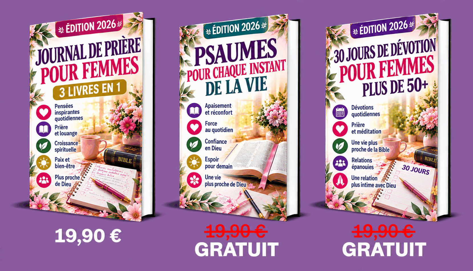 Journal de Prière pour Femmes – 3 Livres en 1