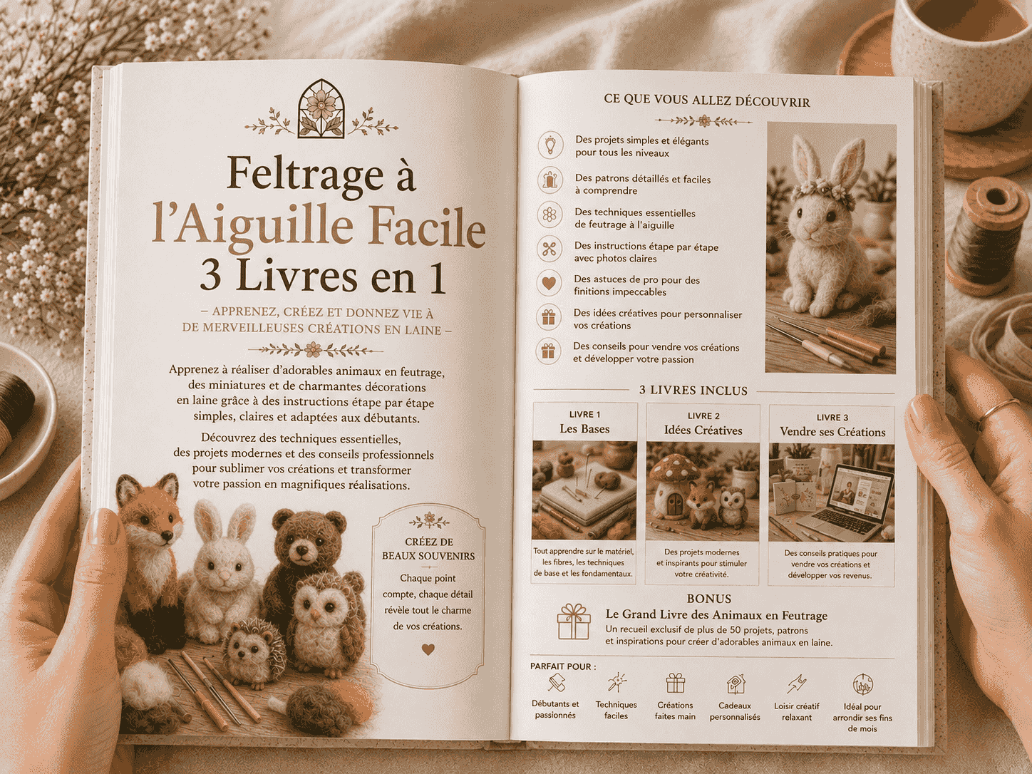 Aperçu de l'intérieur du guide de feutrage à l'aiguille